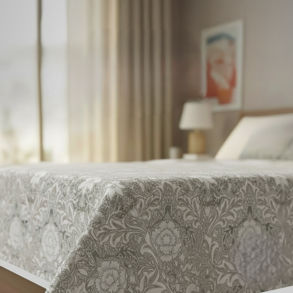 Percale Cotton Reversible Dohar Isla Damask Brown & Silver