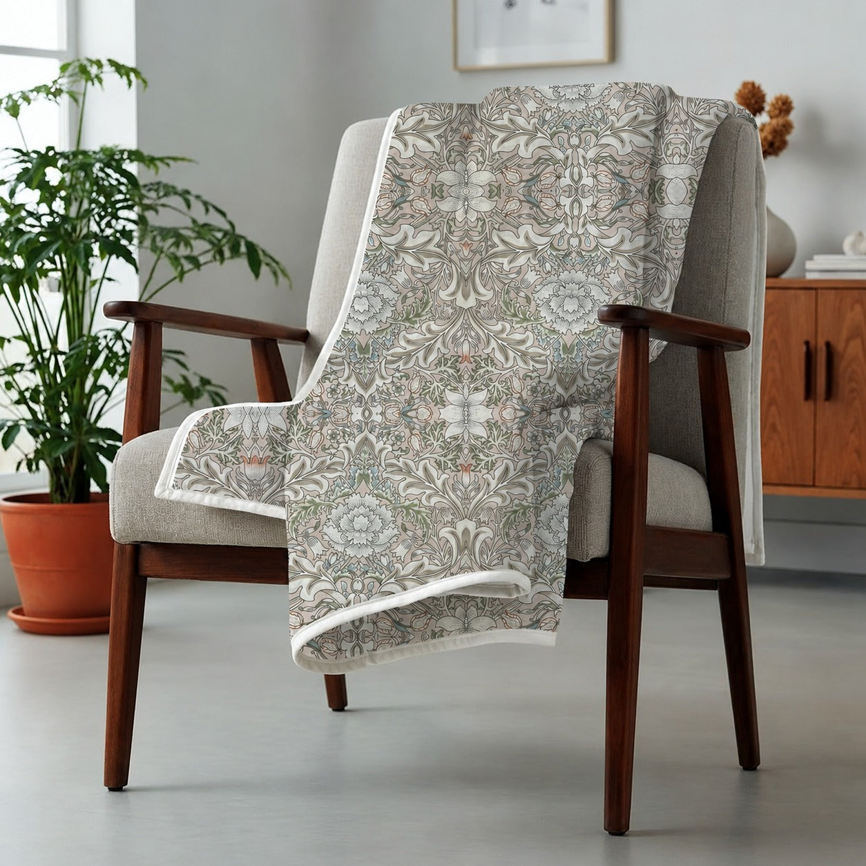 Percale Cotton Reversible Dohar Isla Damask Brown & White