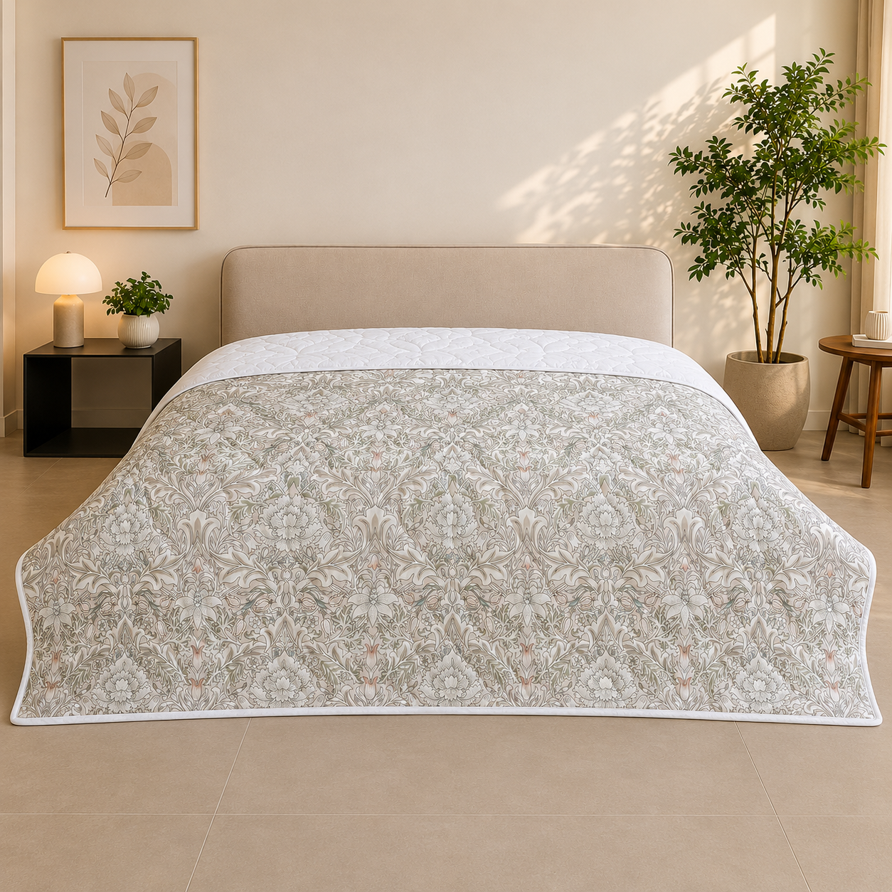 Percale Cotton Reversible AC Blanket Isla Damask Pink & White
