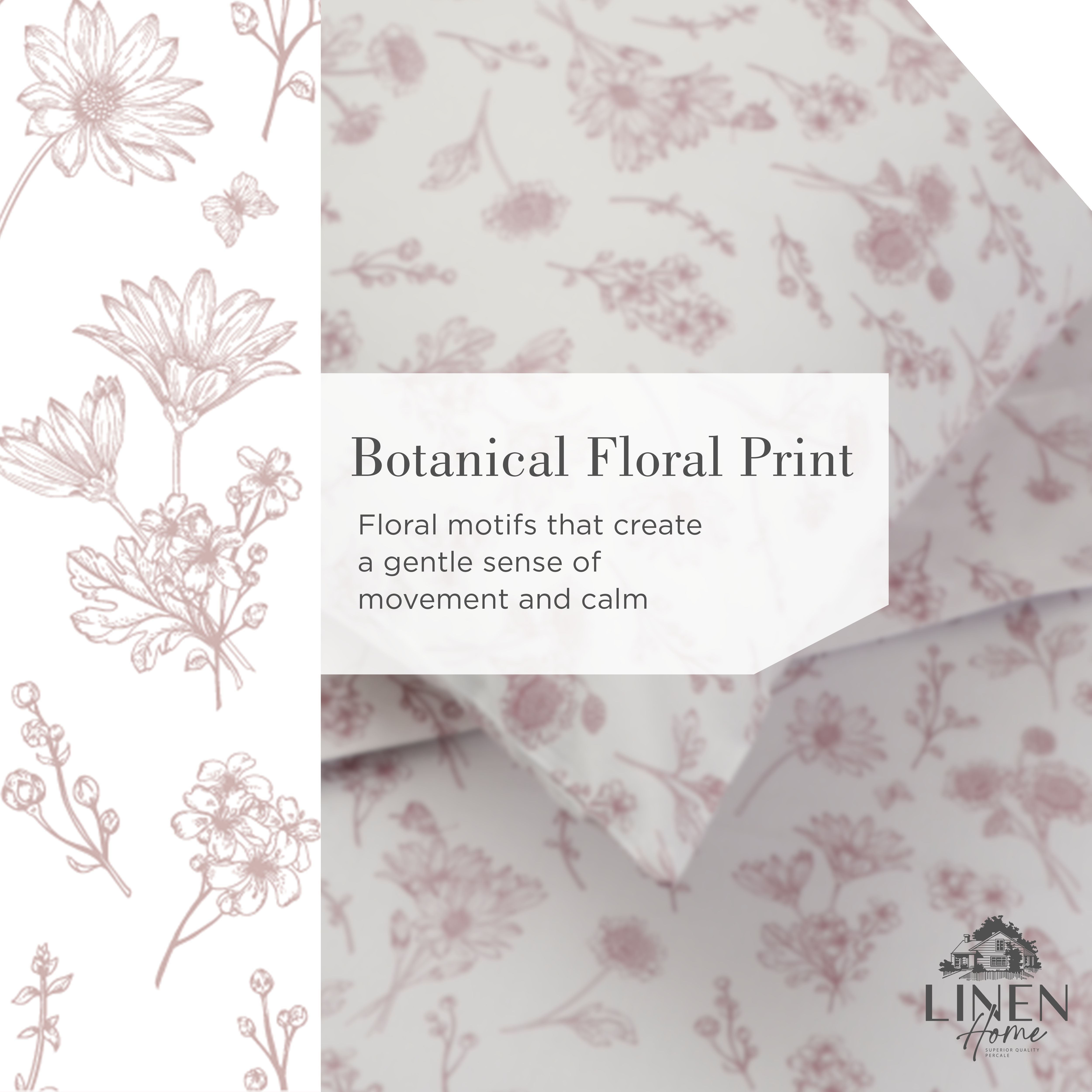 Percale Cotton Printed Bedsheet Set in Floral Mauve
