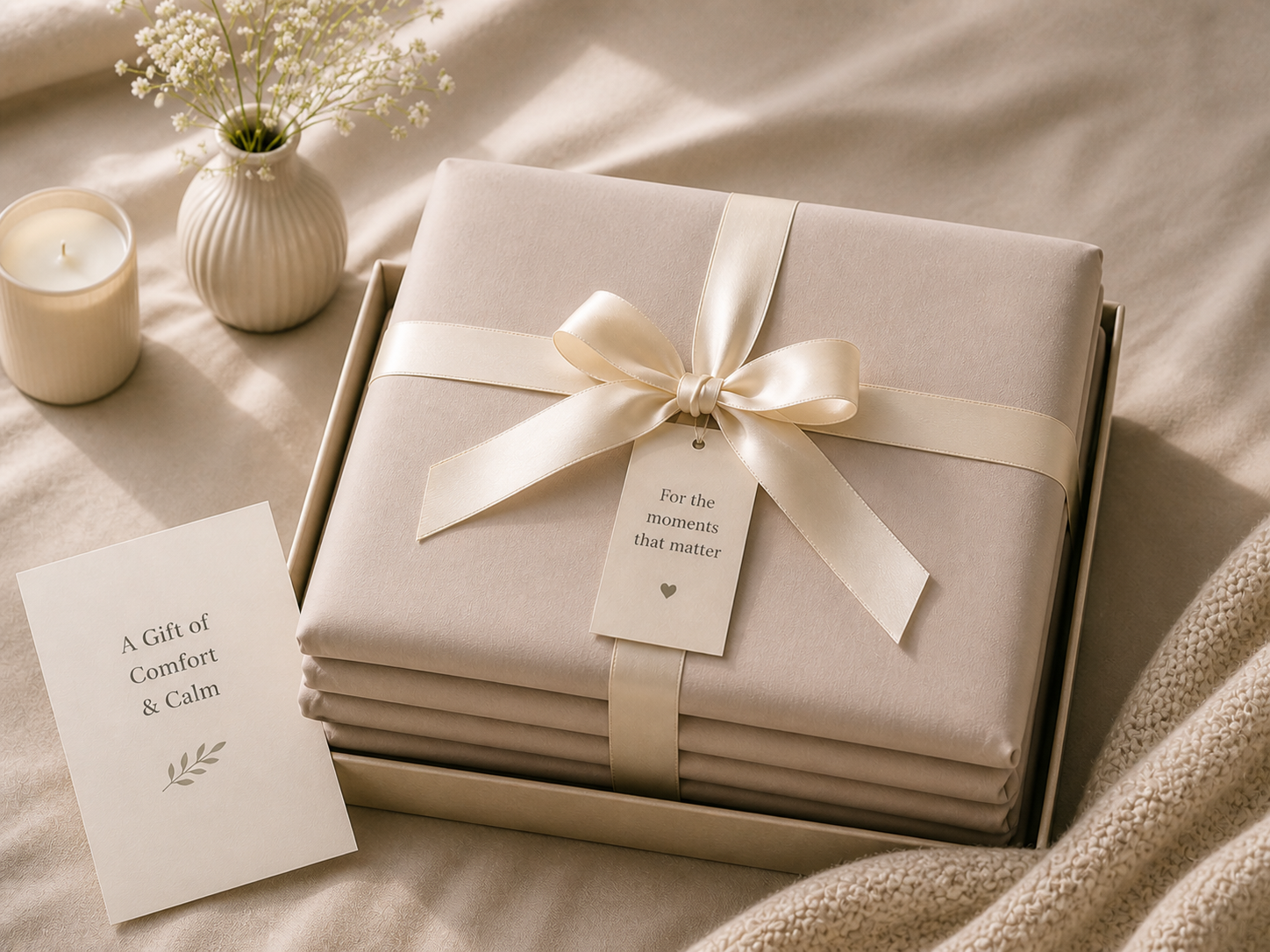 Percale Cotton Fitted Sheet Set in Light Taupe
