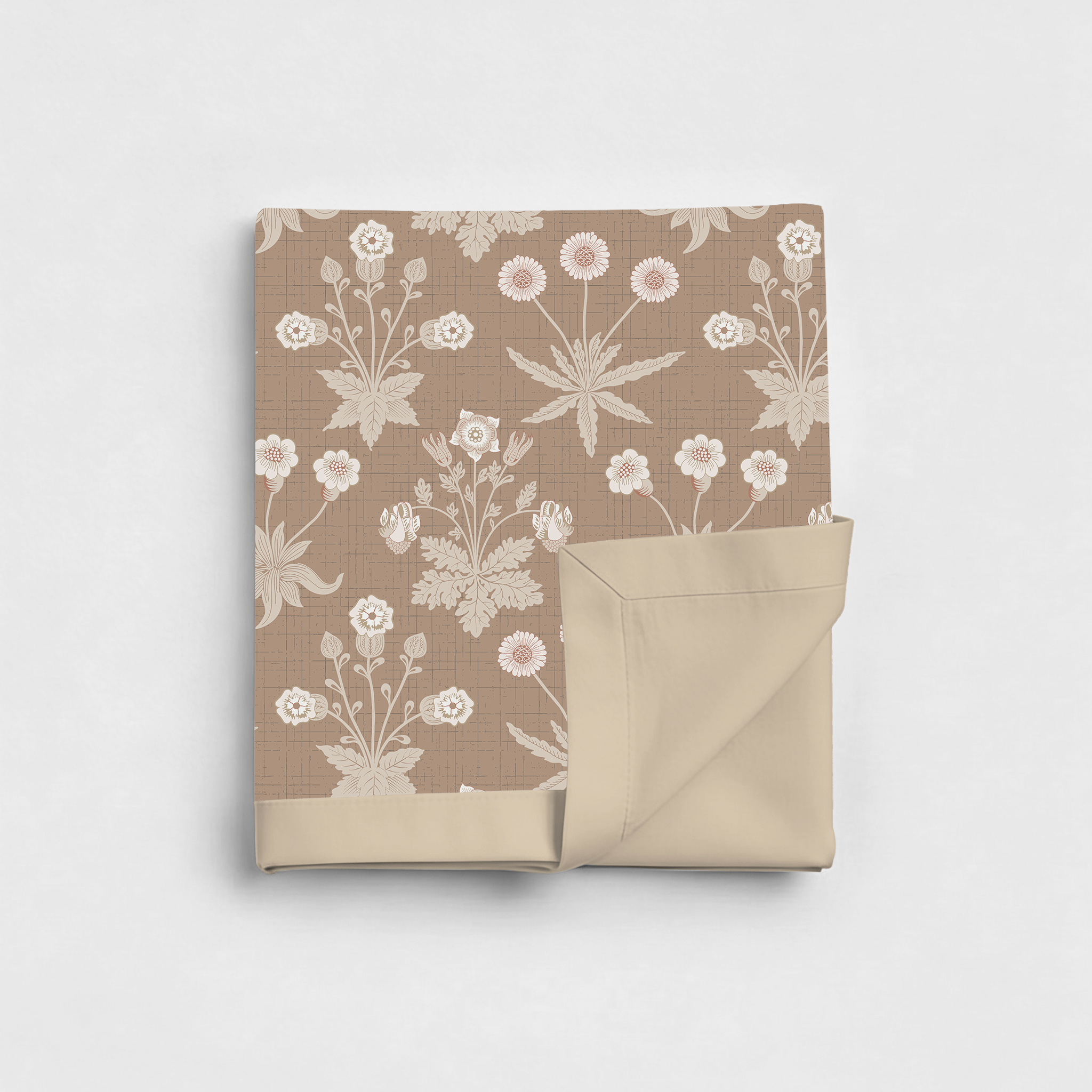 Percale Cotton Reversible Dohar Nora Ethnic Light Brown & Ivory