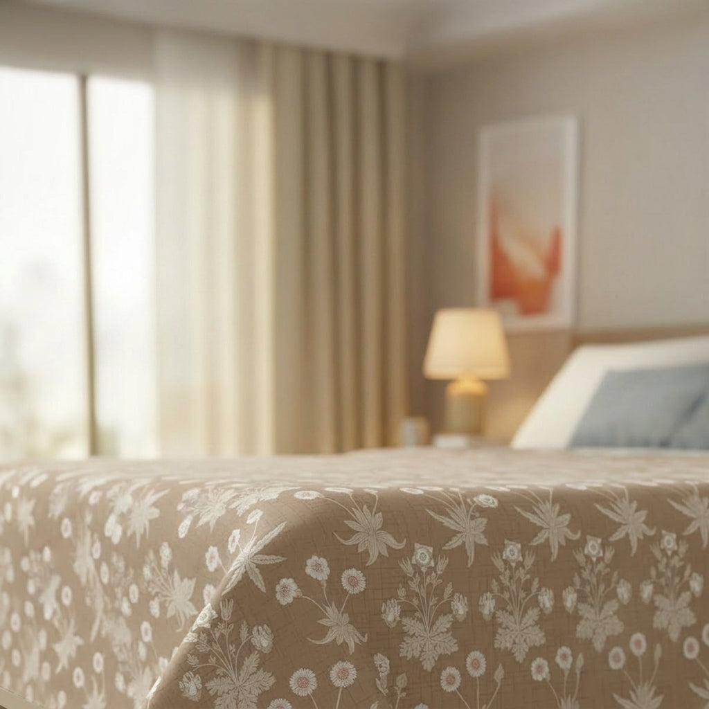 Percale Cotton Reversible Dohar Nora Ethnic Light Brown & Light Taupe