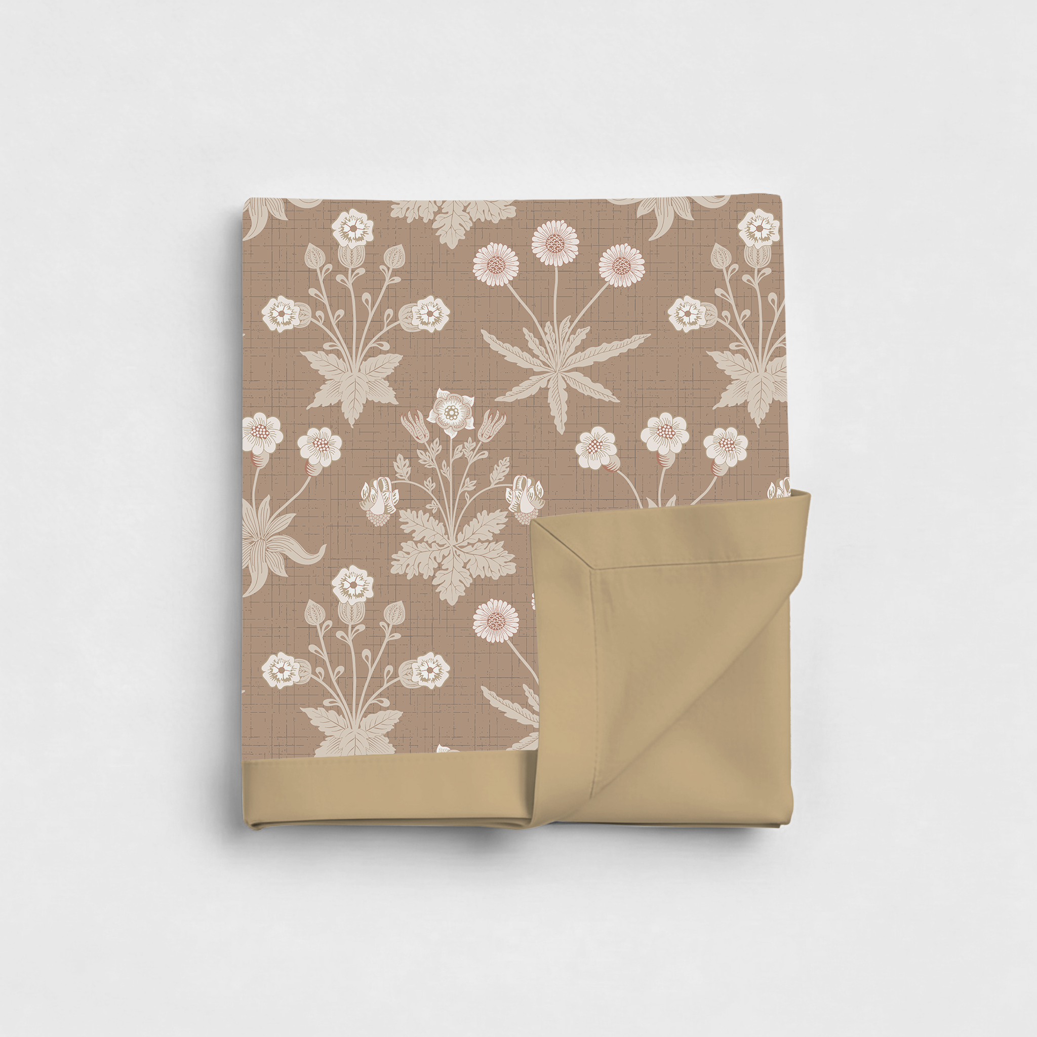 Percale Cotton Reversible Dohar Nora Ethnic Light Brown & Light Taupe