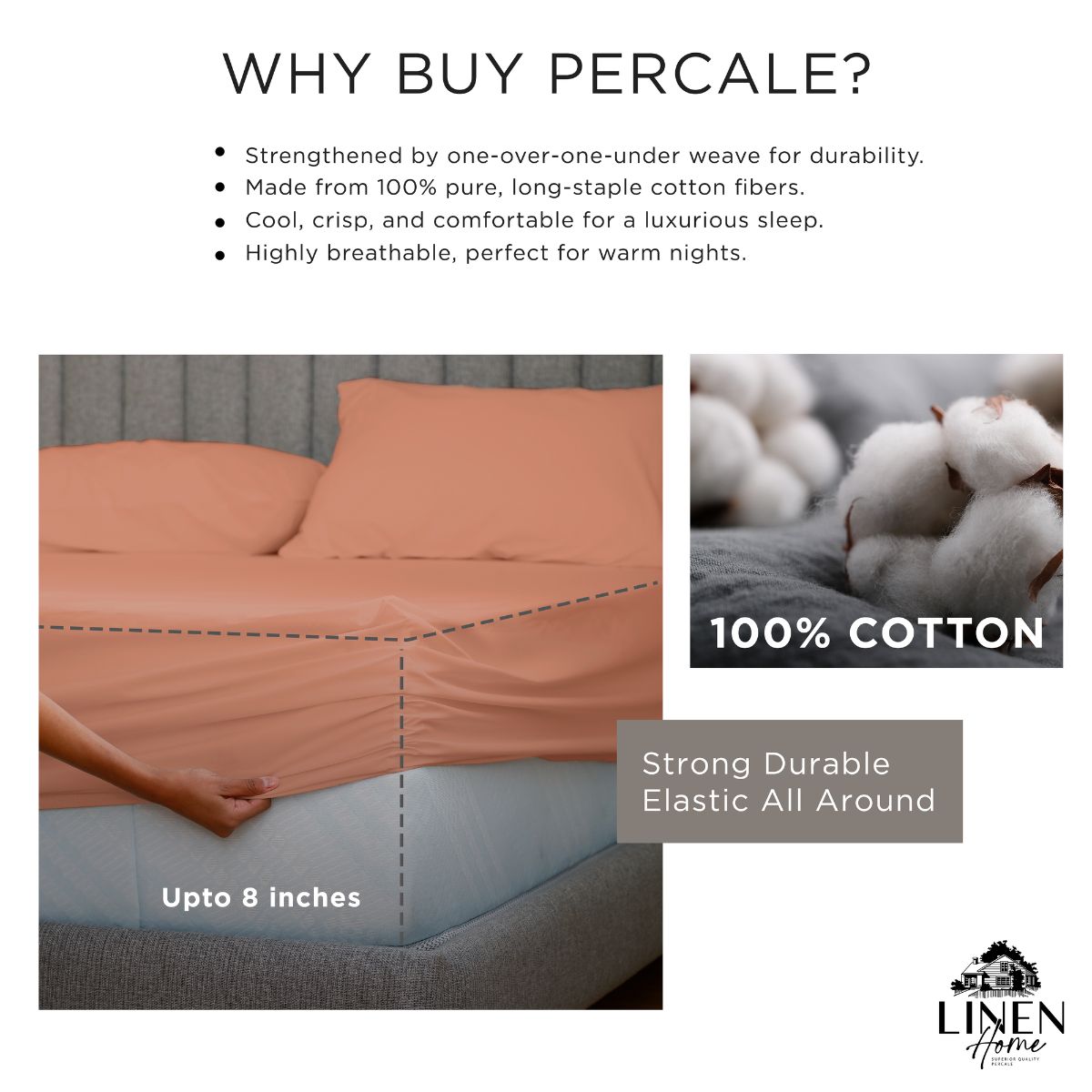 Percale Cotton Fitted Sheet Set in Tera Clay