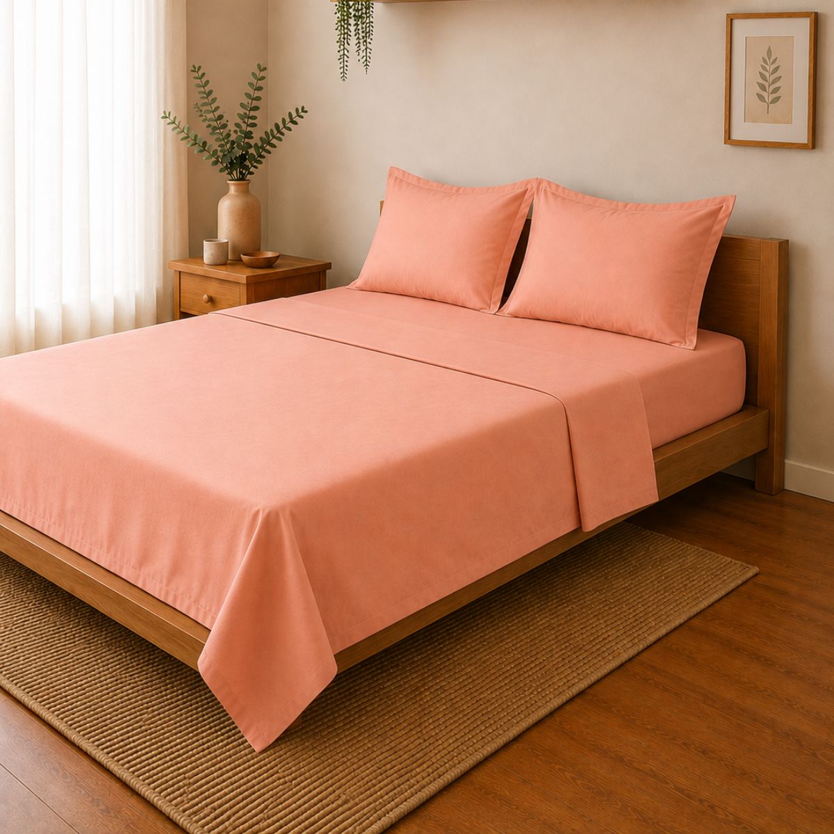 Percale Cotton Bedsheet Set in Tera Clay