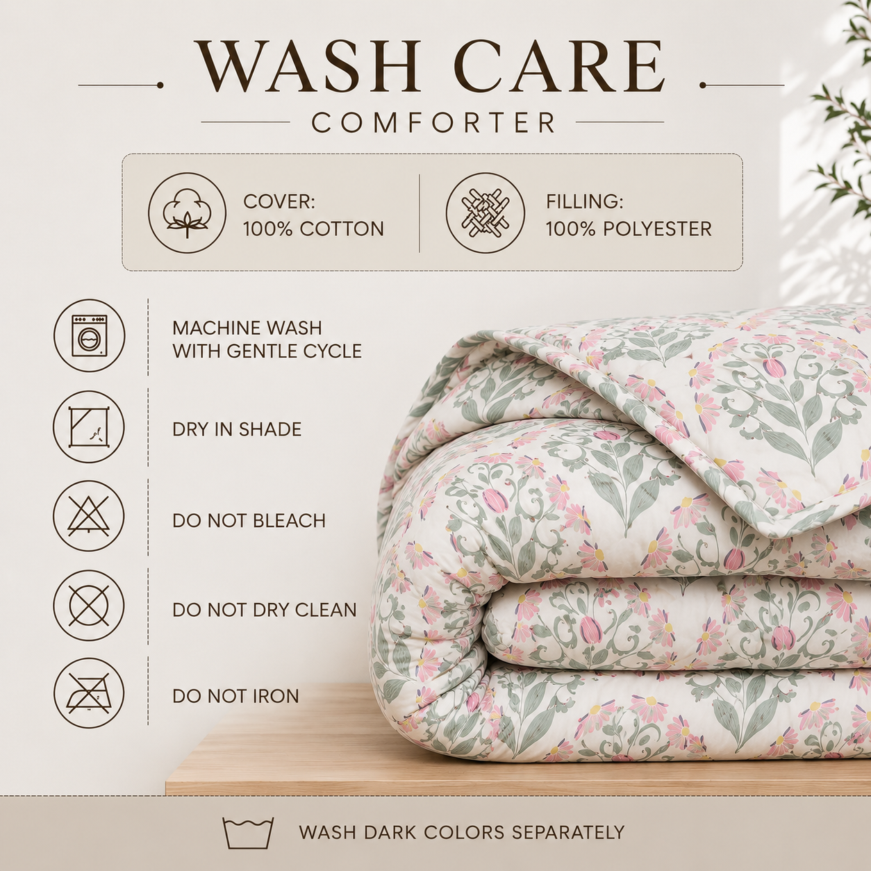 Percale Cotton Reversible Comforter (Winter Blanket) floral buta (booti) pattern with a block-print-inspired aesthetic in Pink