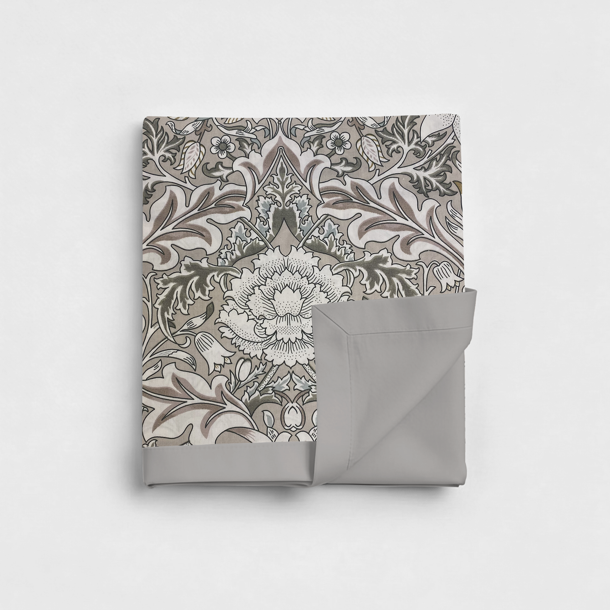 Percale Cotton Reversible Dohar Isla Damask Brown & Silver