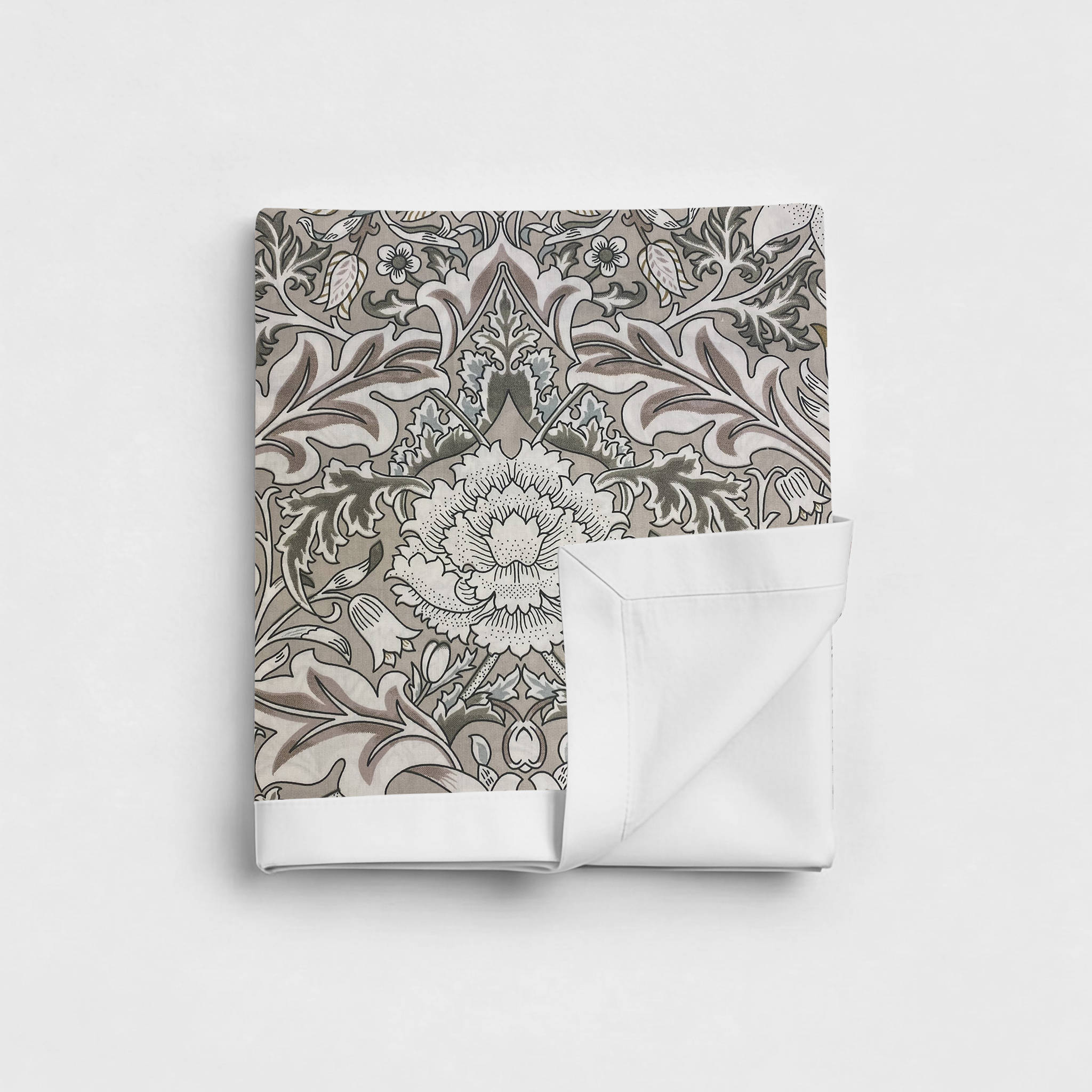 Percale Cotton Reversible Dohar Isla Damask Brown & White