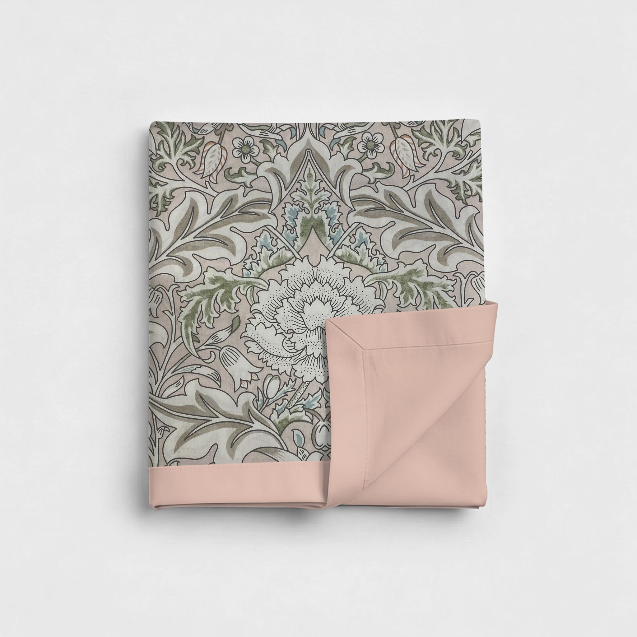 Percale Cotton Reversible Dohar Isla Damask Pink & Brushed Rose