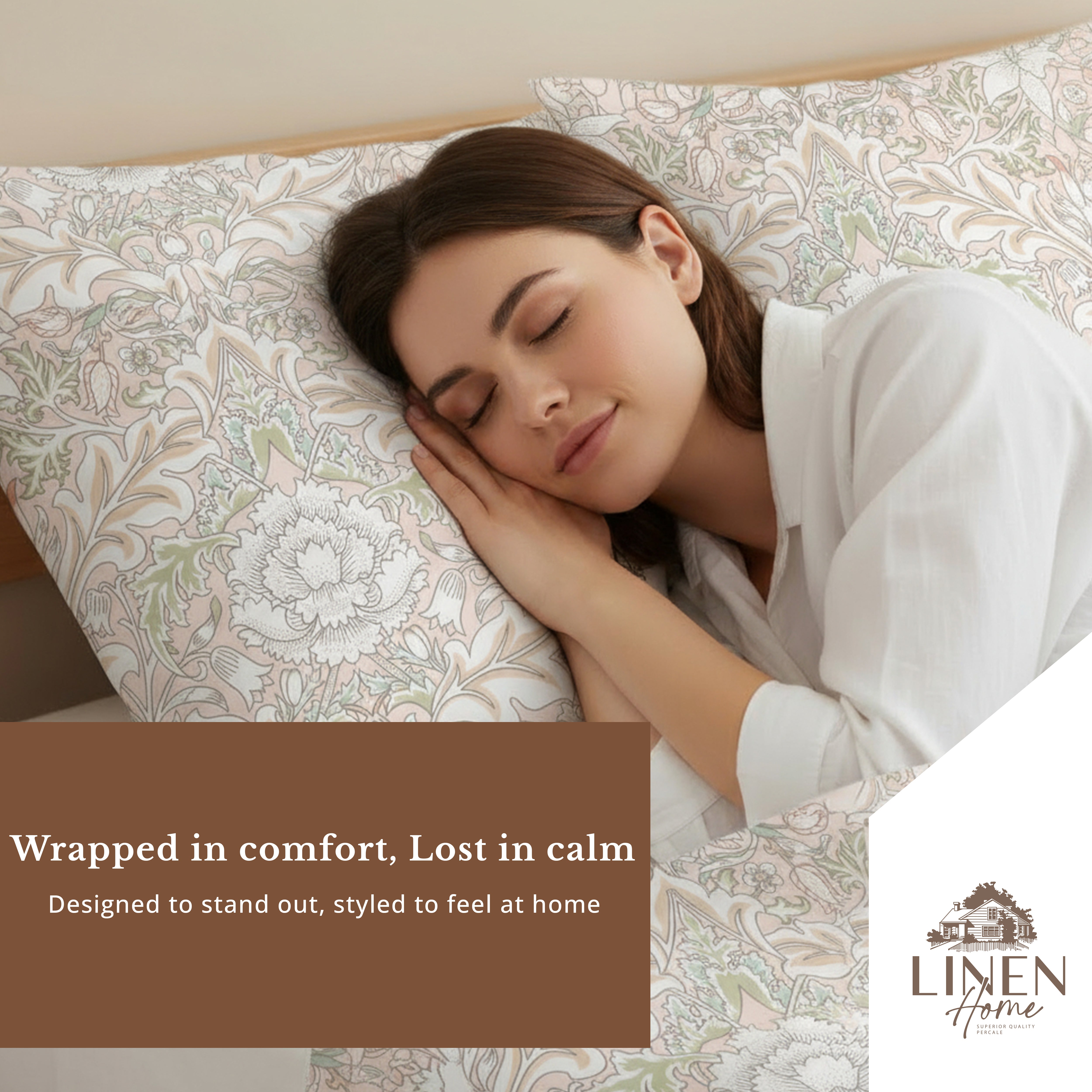 Percale Cotton Printed Bedsheet Set in Damask Pink