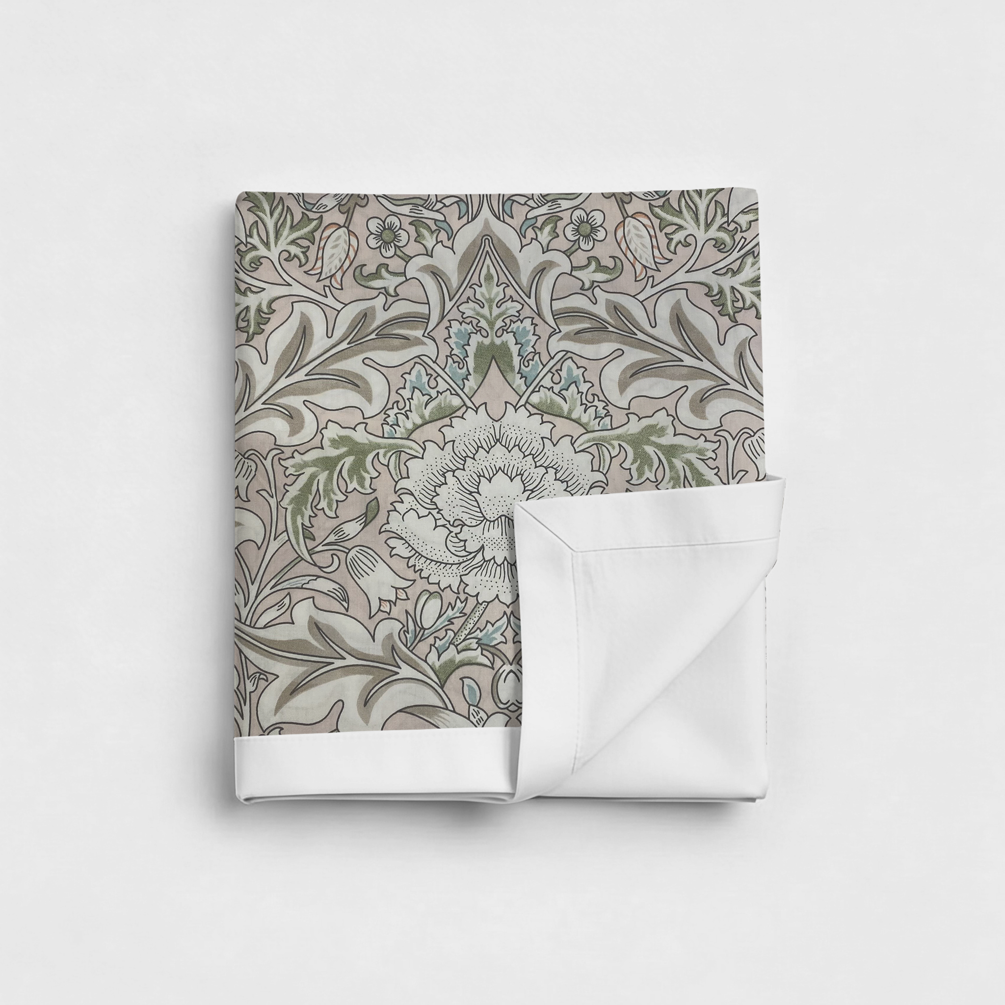 Percale Cotton Reversible Dohar Isla Damask Pink & White
