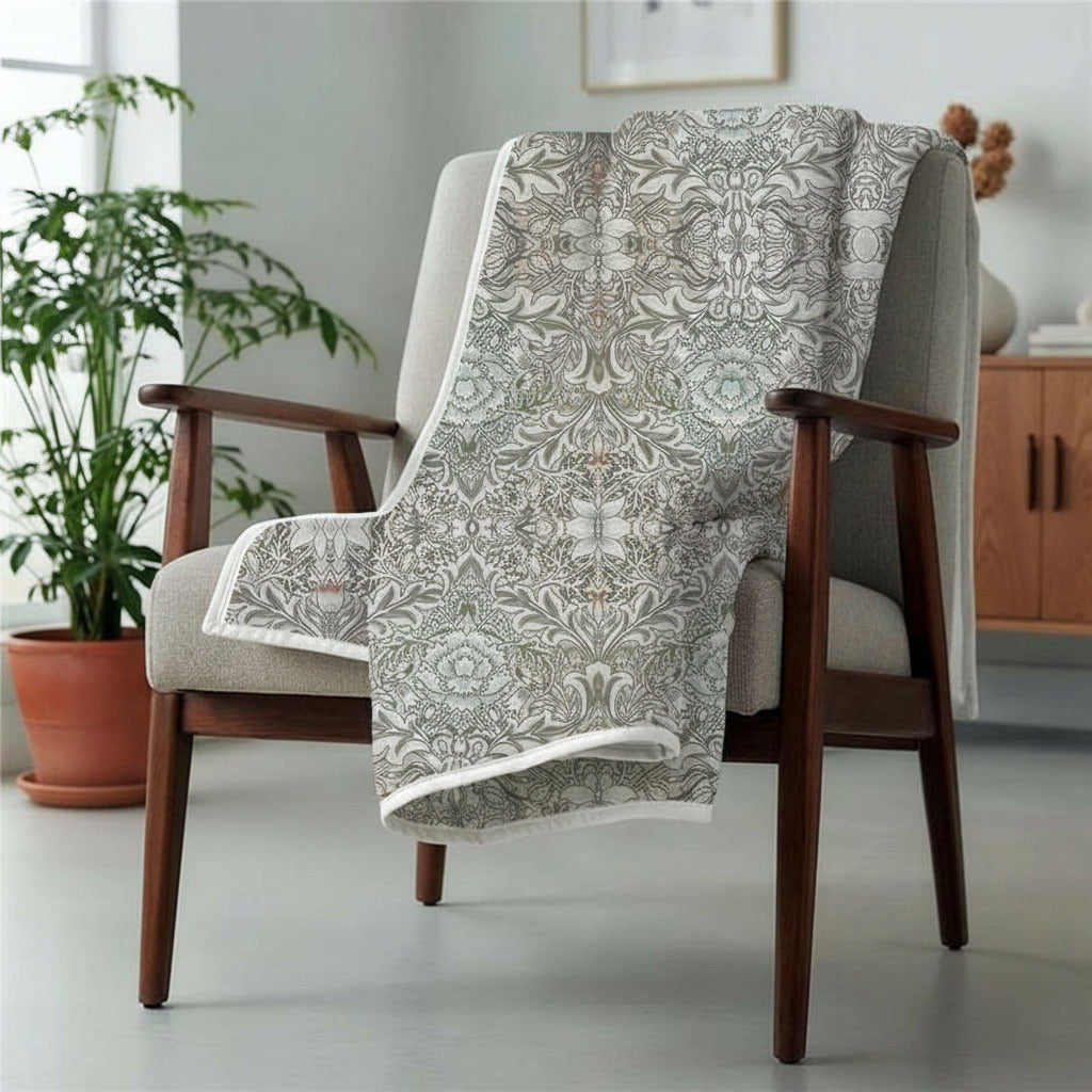 Percale Cotton Reversible Dohar Isla Damask Pink & White