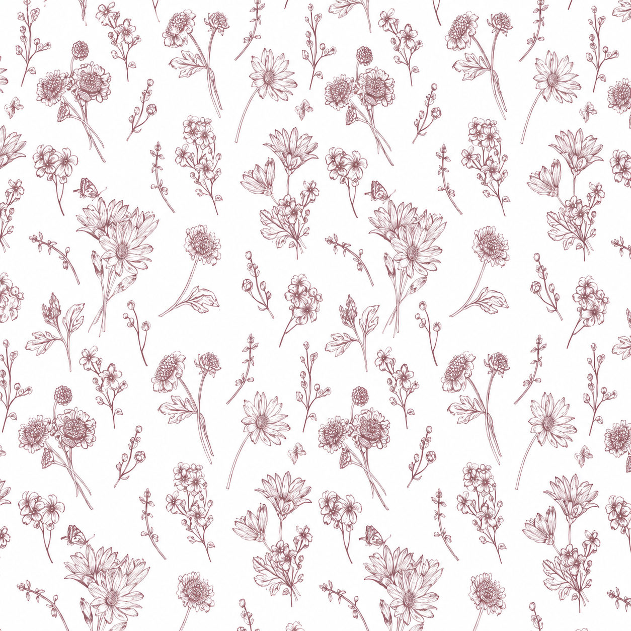 Percale Cotton Printed Fitted Sheet Set in Botanical Mauve
