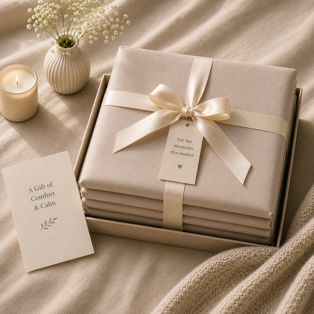 Percale Cotton Fitted Sheet Set in Light Taupe