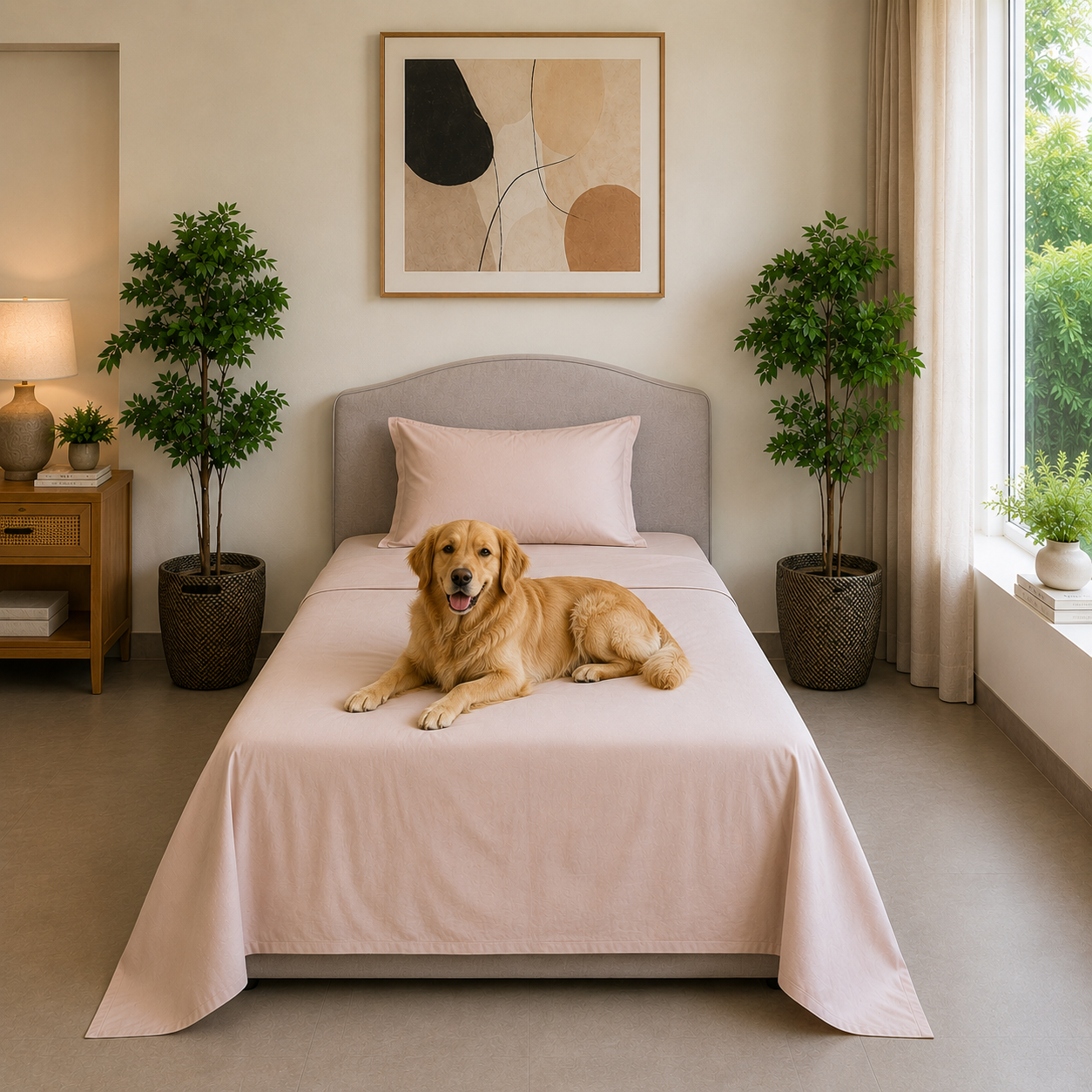 Percale Cotton Bedsheet Set in Light Taupe