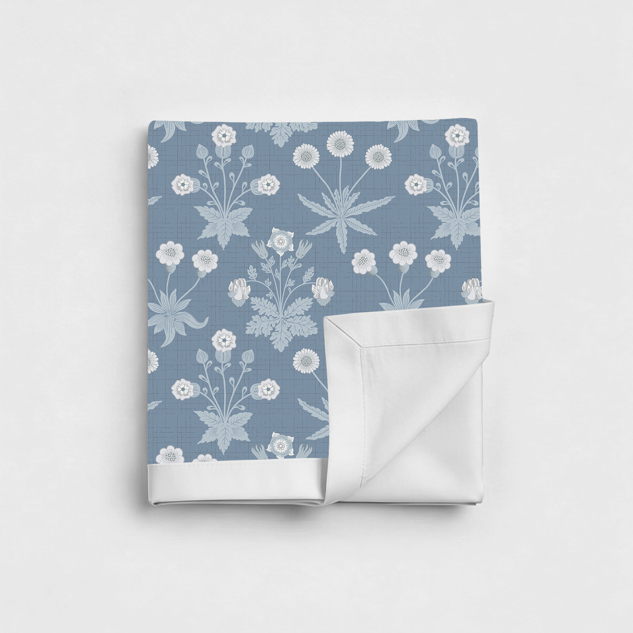 Percale Cotton Reversible Dohar Nora Ethnic Floral Blue & White