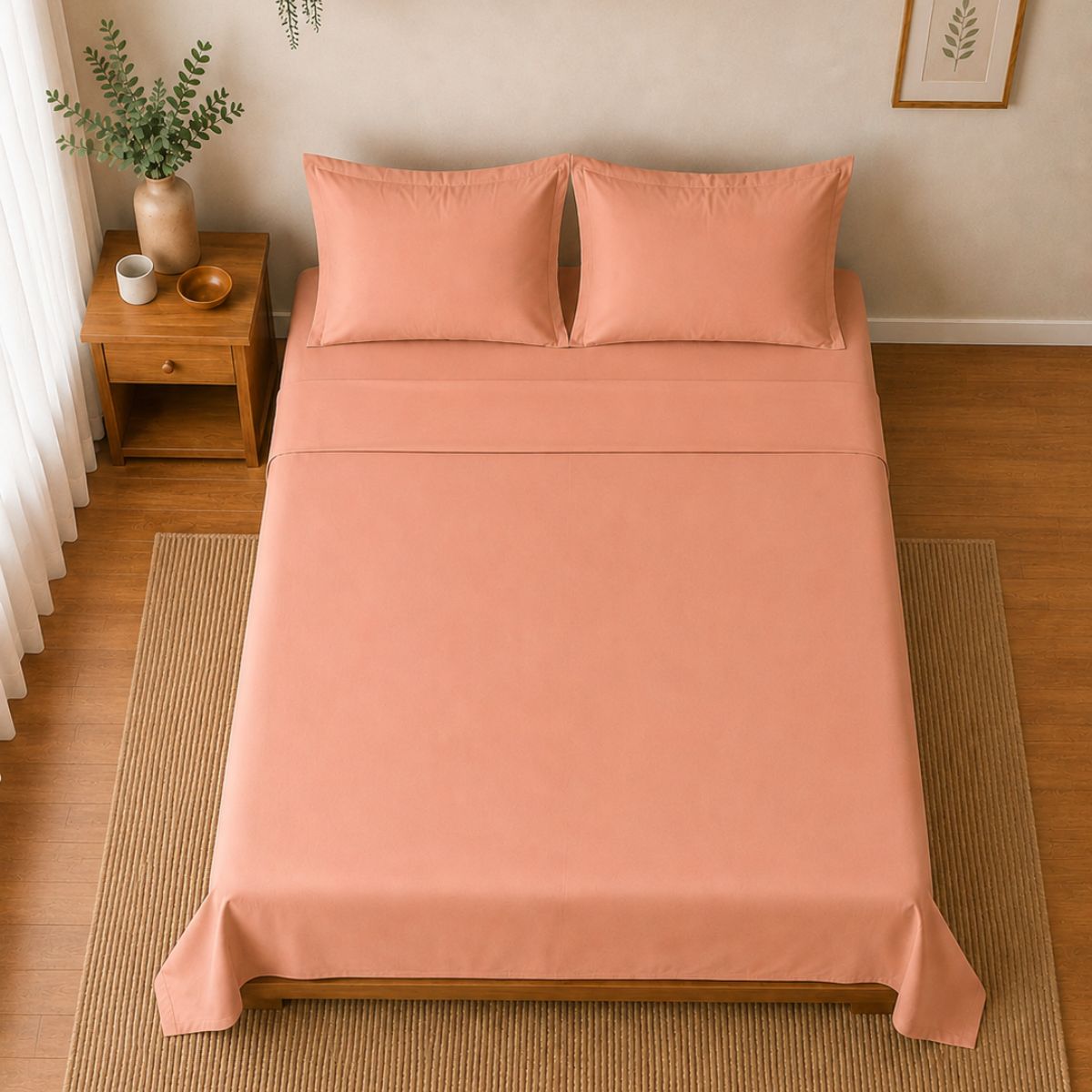 Percale Cotton Bedsheet Set in Tera Clay