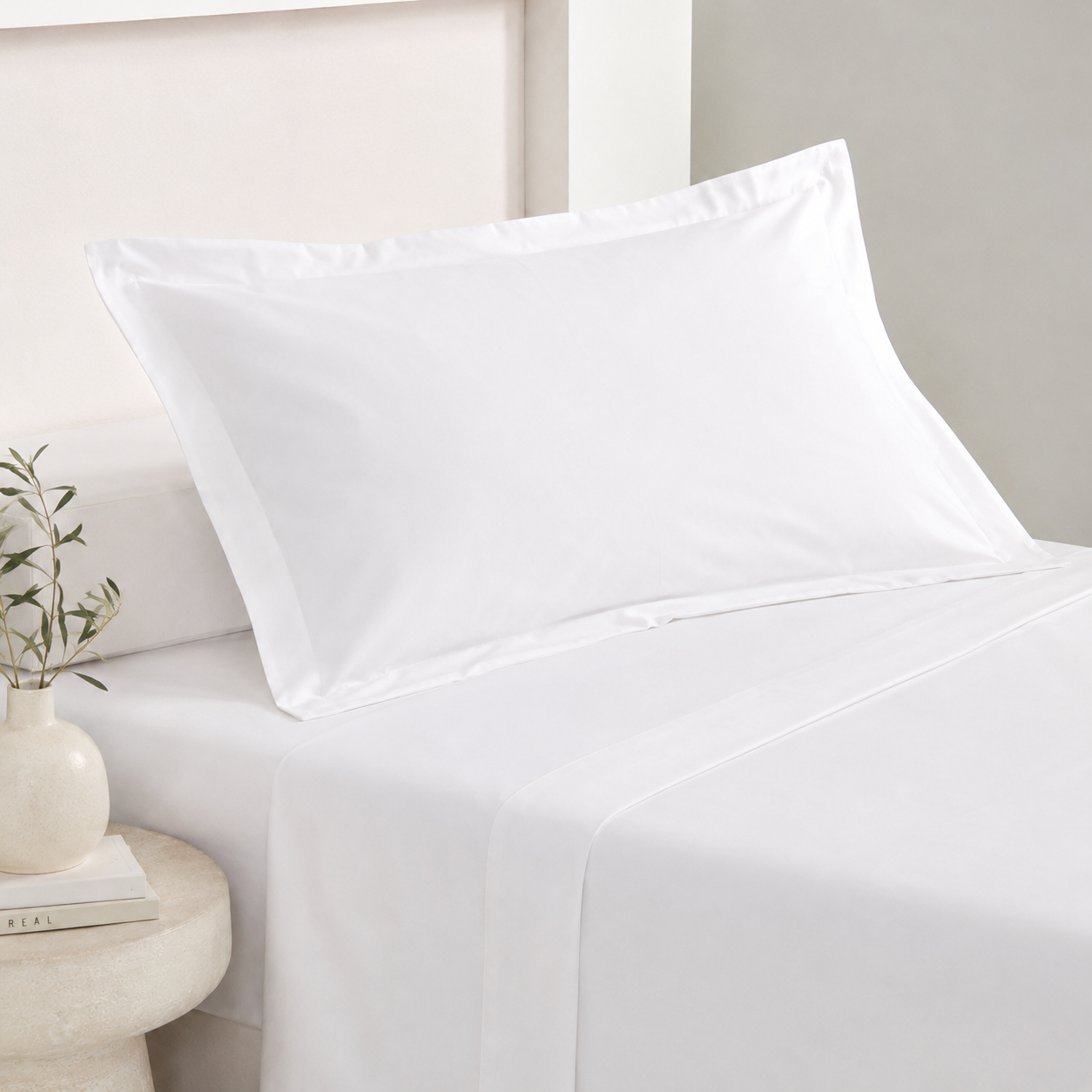 Percale Cotton Bedsheet Set in White